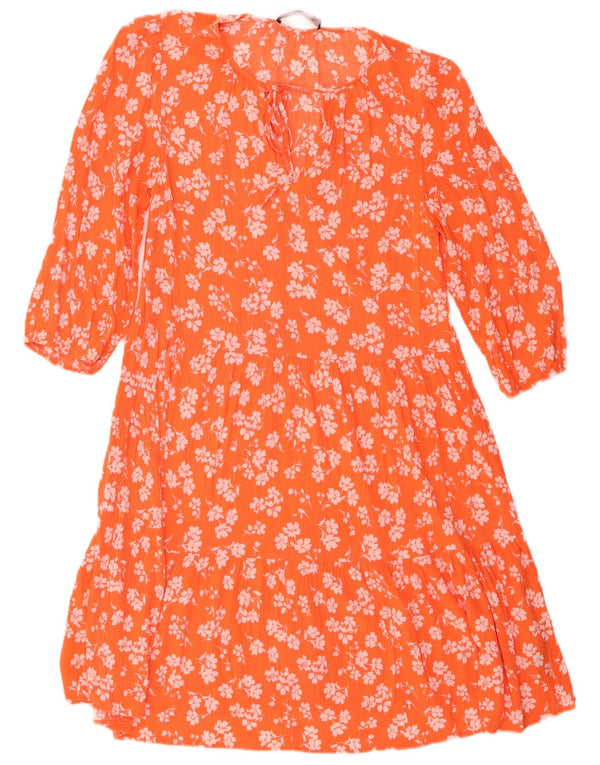 Abito a strati con maniche a 3/4 da donna Marks & Spencer UK 8 piccolo floreale arancione