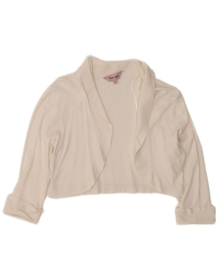 Phase Eight, maglione bolero aperto da donna con maniche a 3/4, UK 12, viscosa bianca media