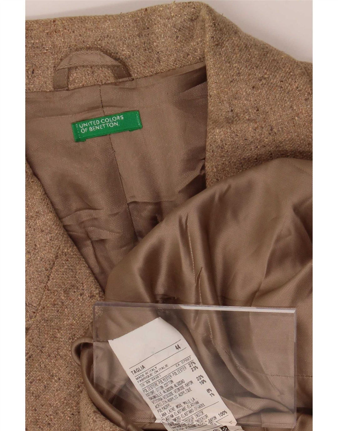 Benetton Giacca blazer a 3 bottoni da donna IT 44 Poliestere beige medio