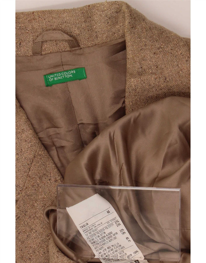 Benetton Giacca blazer a 3 bottoni da donna IT 44 Poliestere beige medio