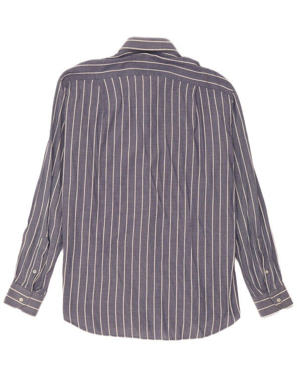 Camicia da uomo Roccobarocco taglia 40 15 3/4 cotone gessato medio blu navy