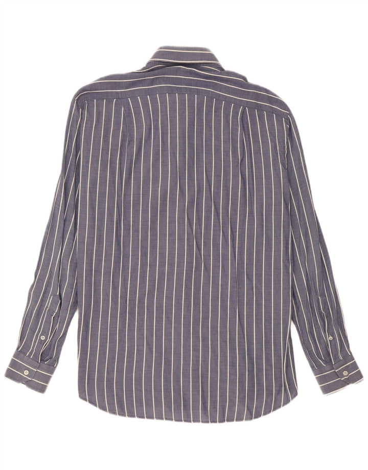 Camicia da uomo Roccobarocco taglia 40 15 3/4 cotone gessato medio blu navy