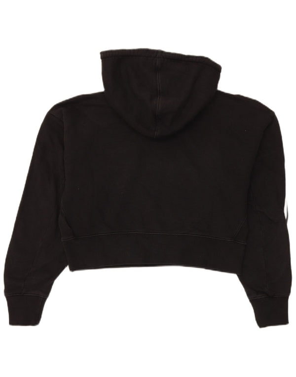 Felpa con cappuccio oversize corta da donna Adidas UK 4 XS cotone nero
