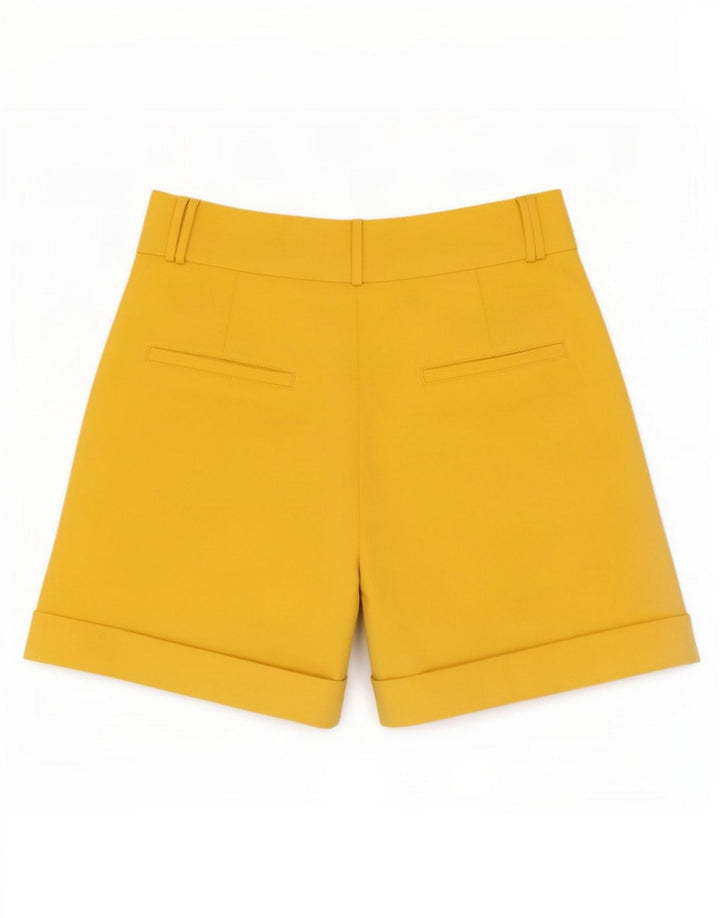 Pantaloncini chino a vita alta da donna Zara medi W28 poliestere giallo