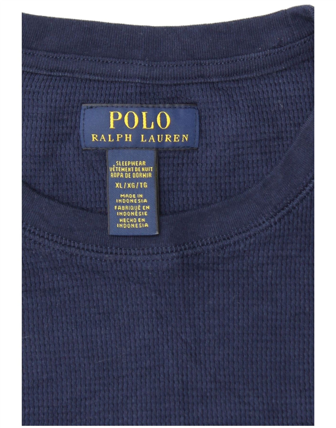 POLO RALPH LAUREN Top da uomo manica lunga XL blu navy in cotone
