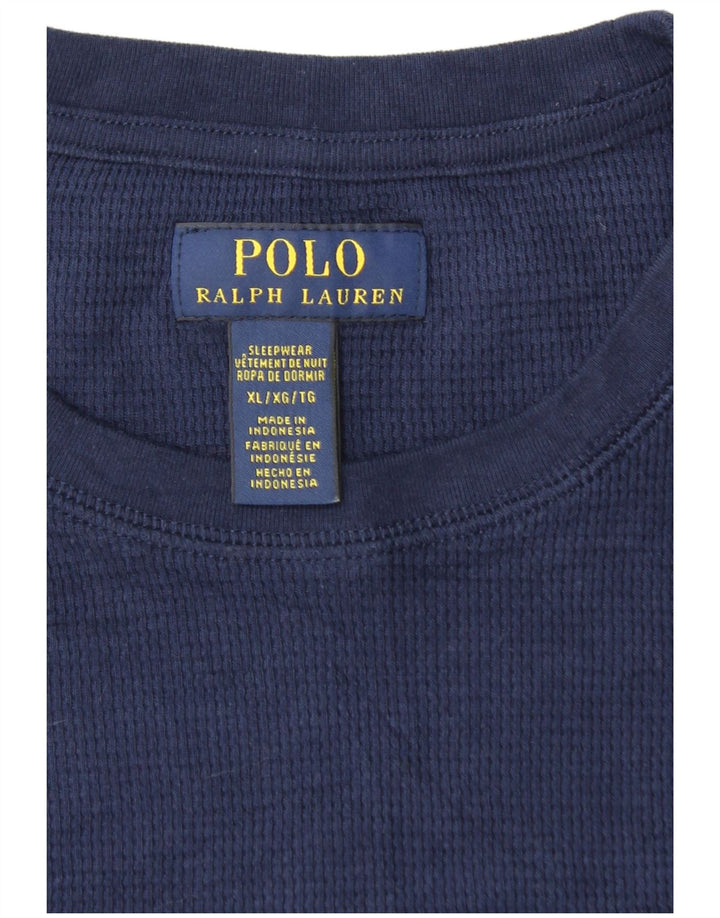 POLO RALPH LAUREN Top da uomo manica lunga XL blu navy in cotone