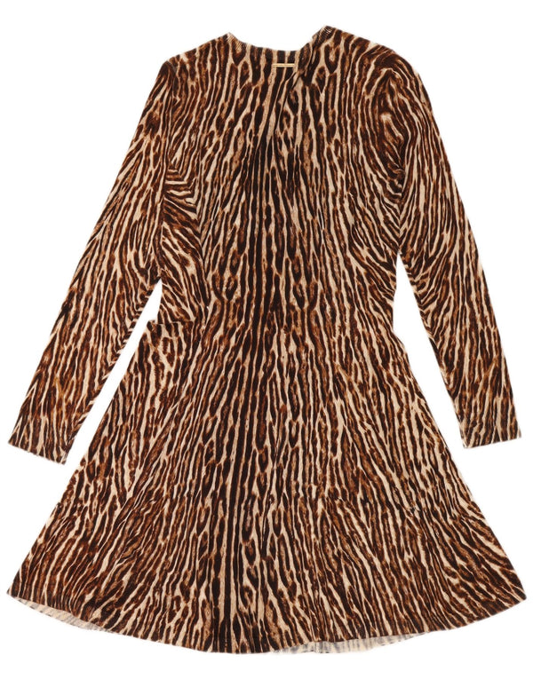 Abito maglione da donna Michael Kors UK 12 Cotone con stampa animalier marrone medio