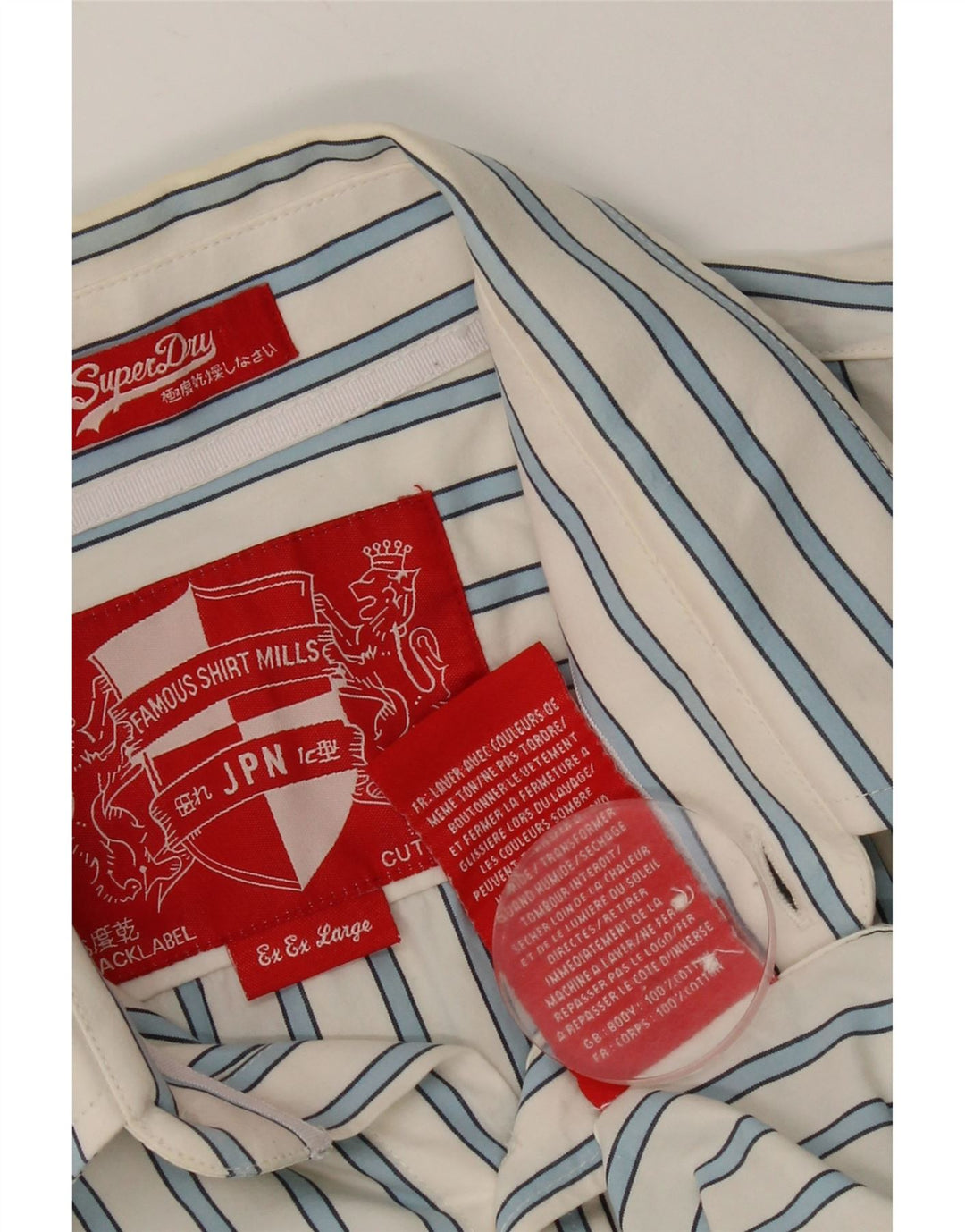 Camicia da uomo Superdry 2XL cotone a righe bianche