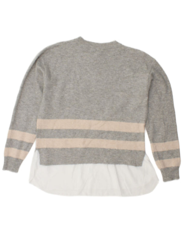 Maglione maglione girocollo da donna M&Co UK 10 piccolo poliestere a righe grigie
