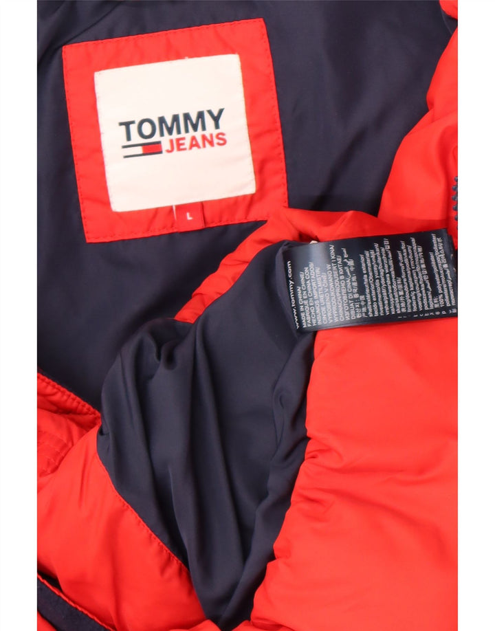 Giacca imbottita con cappuccio da uomo Tommy Hilfiger UK 40 grande poliestere rosso