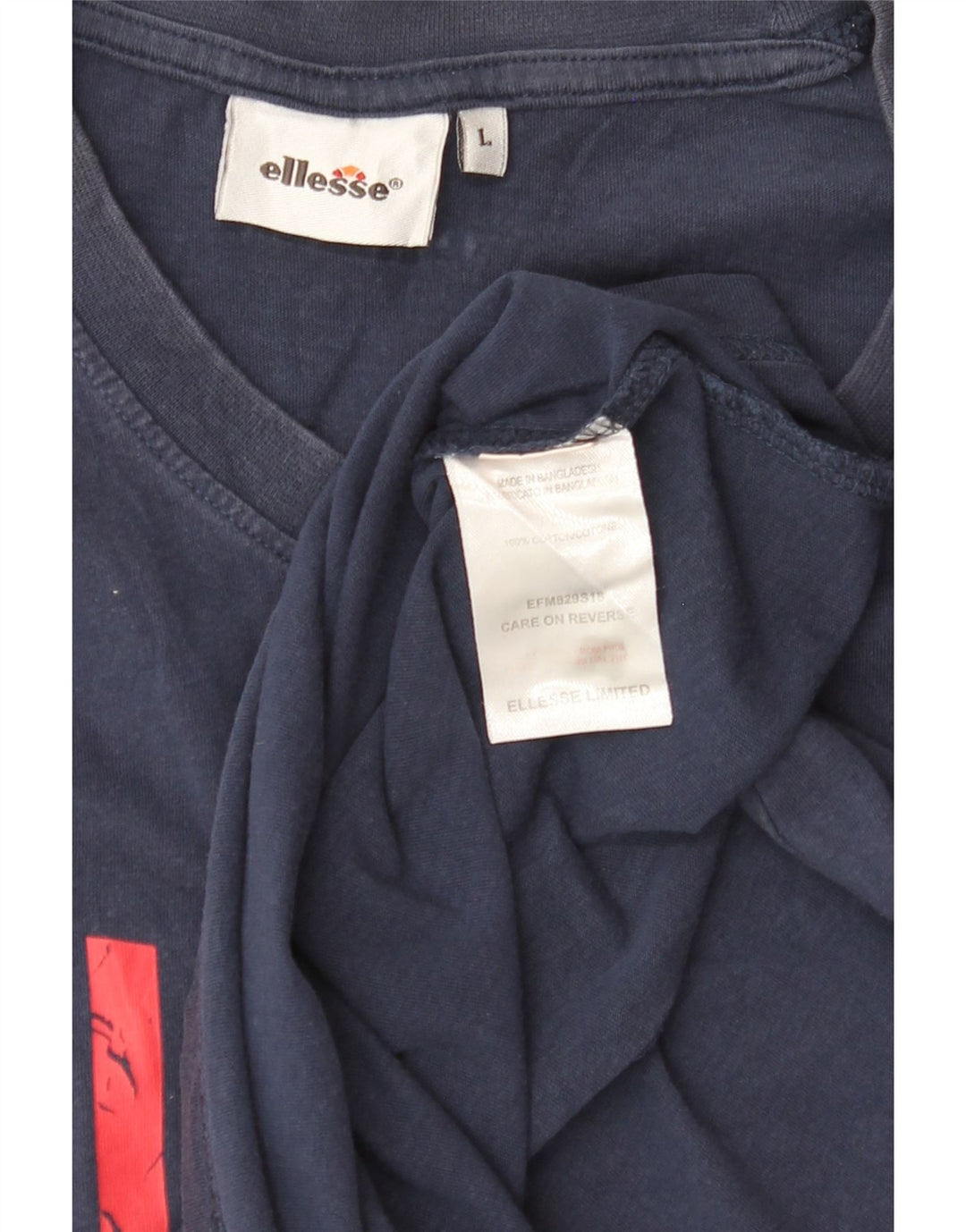 ELLESSE Canottiera grafica da donna UK 16 Large Blu Navy in cotone