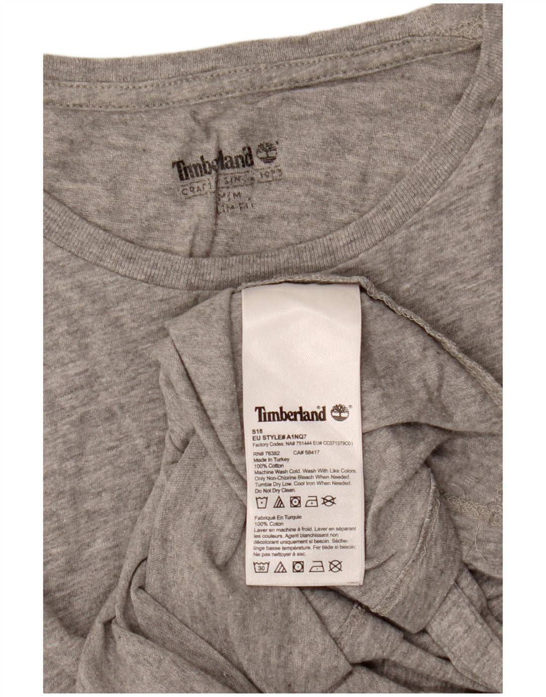T-shirt da uomo slim fit Timberland in cotone grigio medio