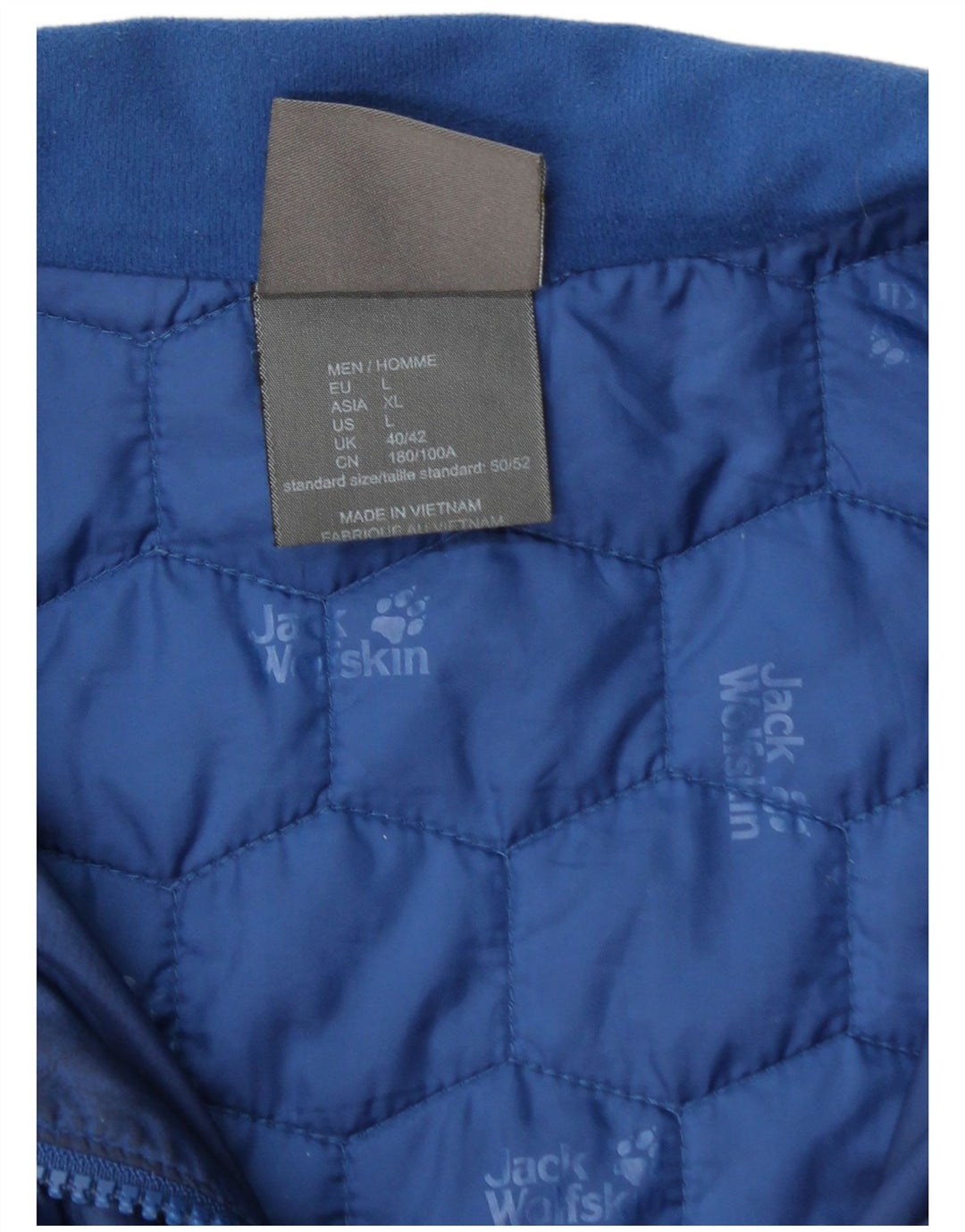 JACK WOLFSKIN Giacca trapuntata da uomo UK 40/42 Grande poliestere blu
