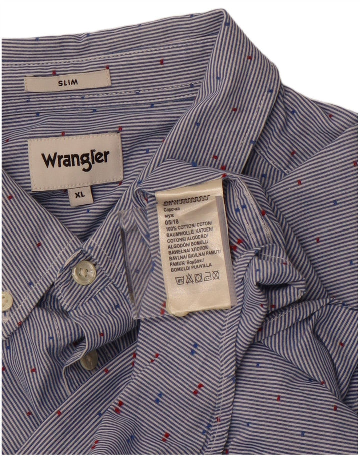 Camicia slim da uomo WRANGLER XL in cotone gessato blu