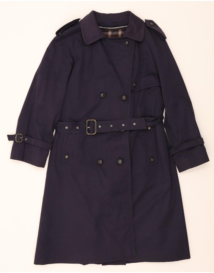NINO Womens Oversized Trench Coat UK 10 Small Navy Blue Cotton Vintage NINO and Second-Hand NINO from Messina Hembry 