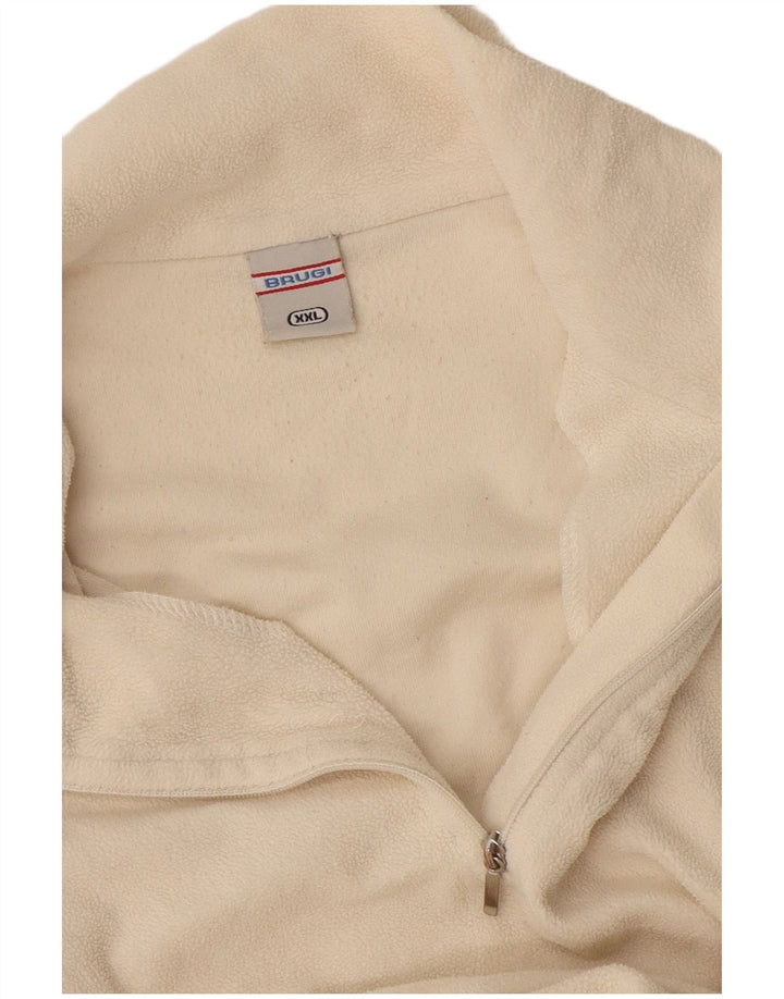 Maglione in pile da uomo Brugi con zip e collo 2XL bianco sporco