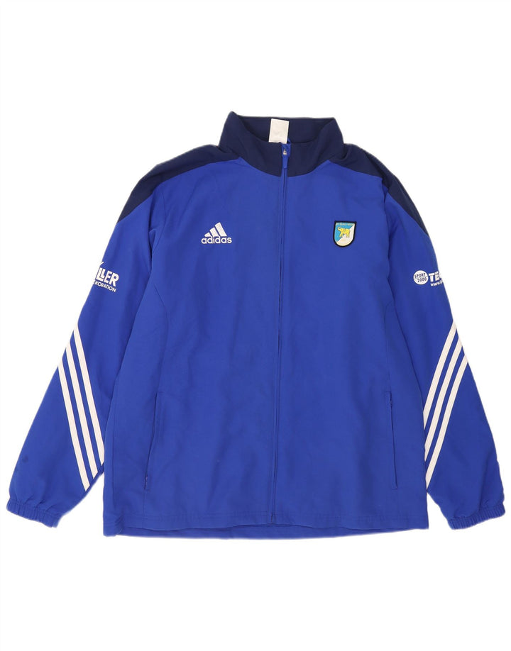 Giacca da ginnastica grafica da uomo Adidas XL blu in poliestere color block