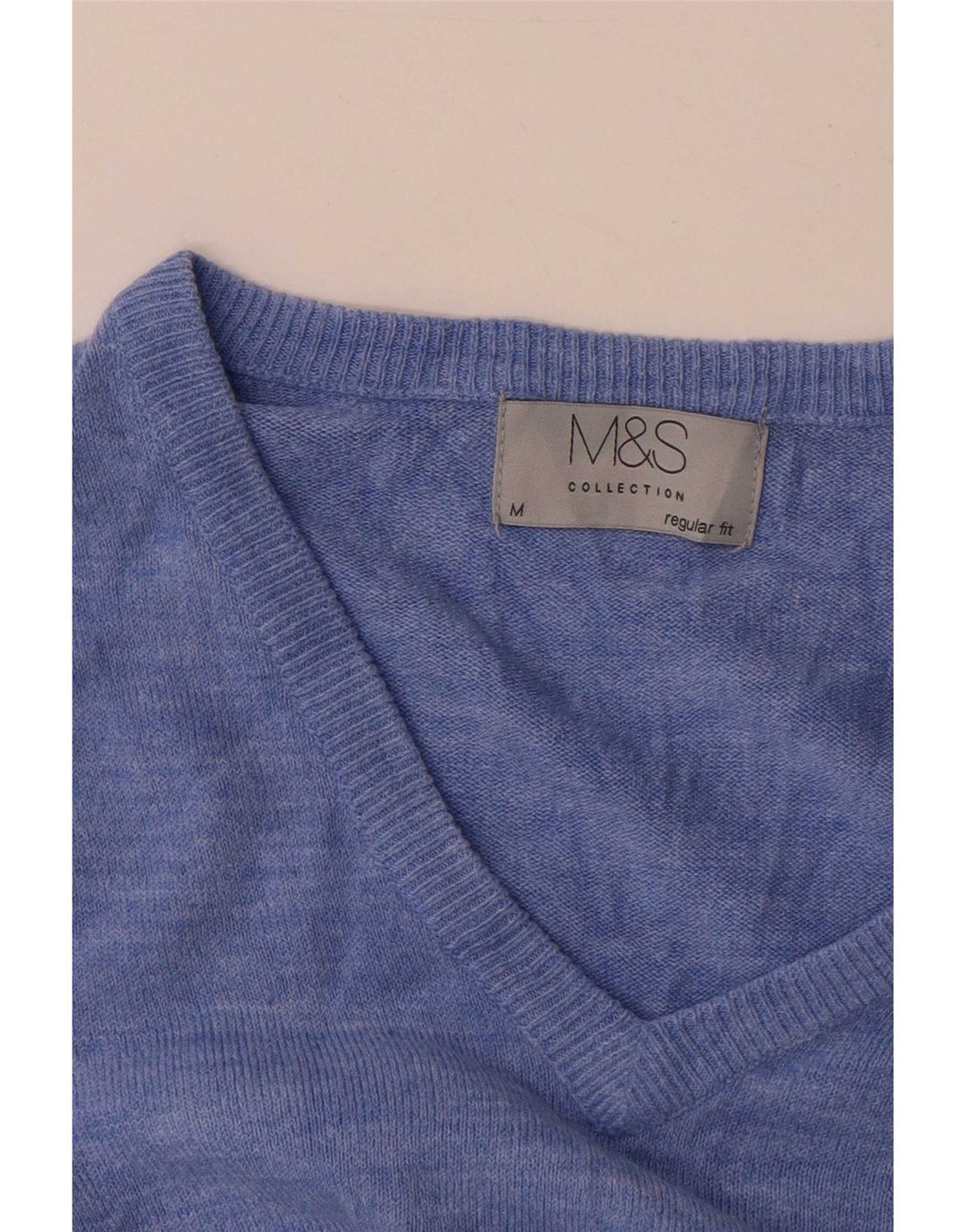Maglione maglione con scollo a V da uomo Marks & Spencer blu medio