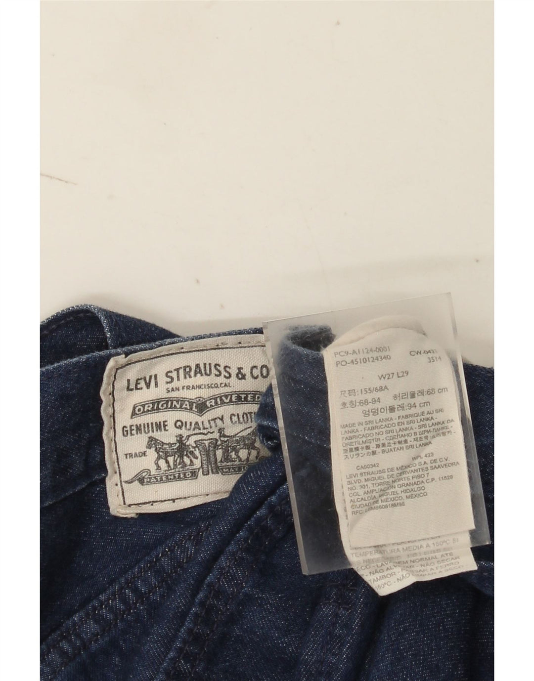 Jeans dritti da donna Levi's W27 L29 cotone blu navy