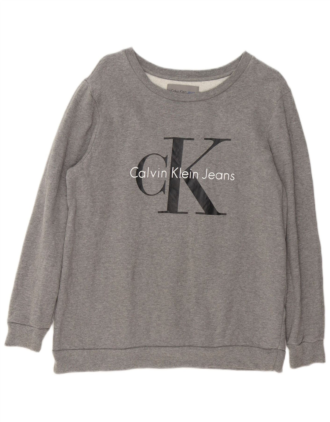 Felpa da donna Calvin Klein Jeans Jumper UK 14 Grigio medio chiazzato