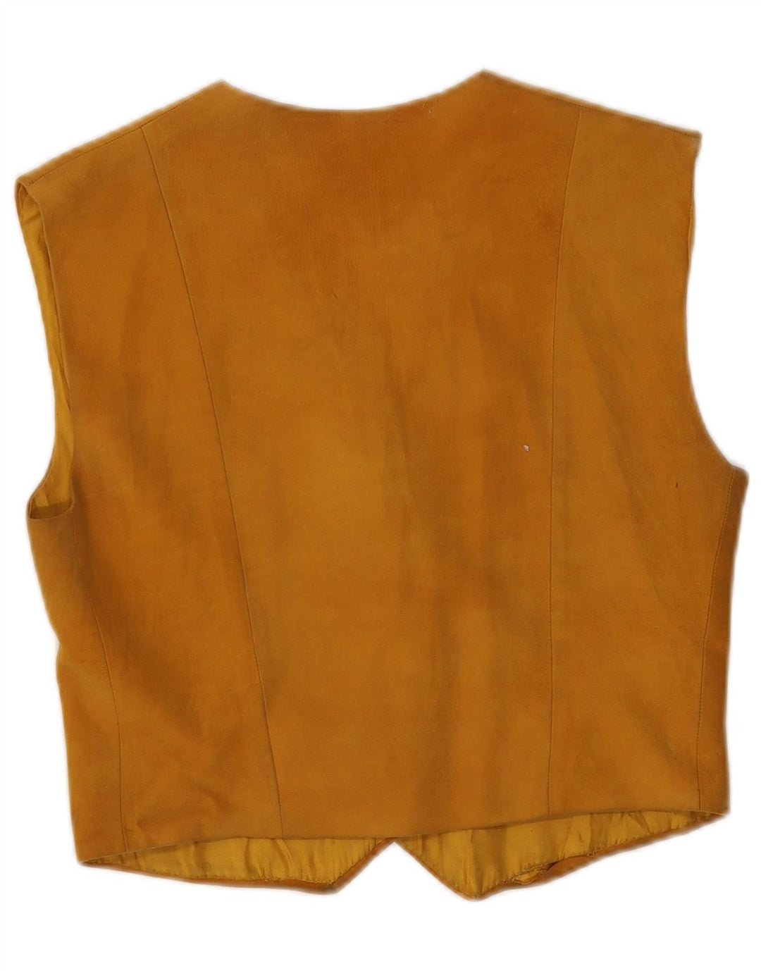 Gilet vintage in pelle scamosciata da donna UK 8 piccolo beige