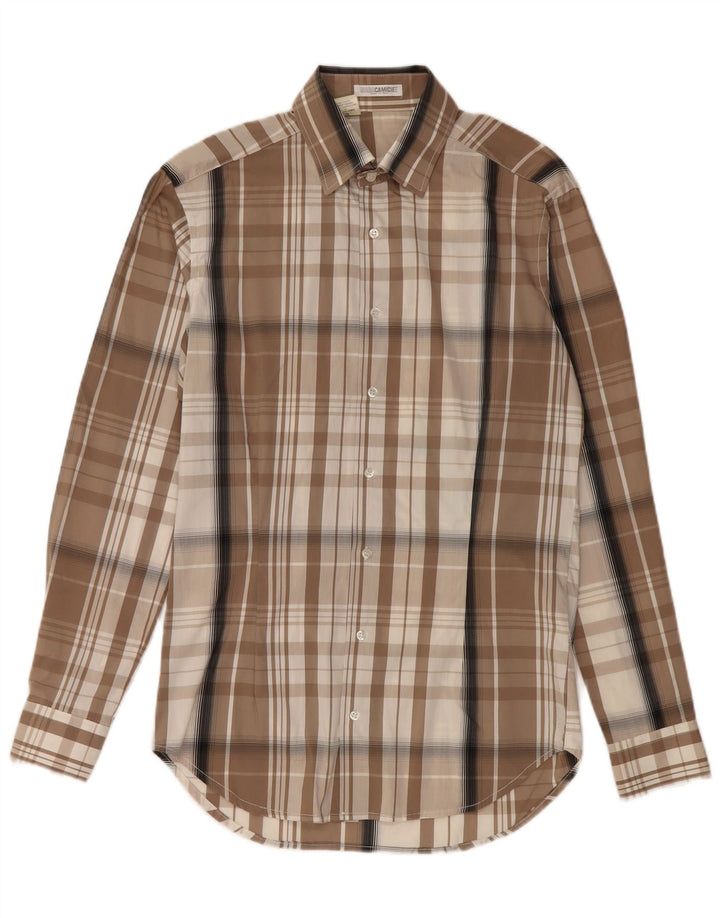 NARACAMICIE Camicia Uomo Small Marrone Check Cotone