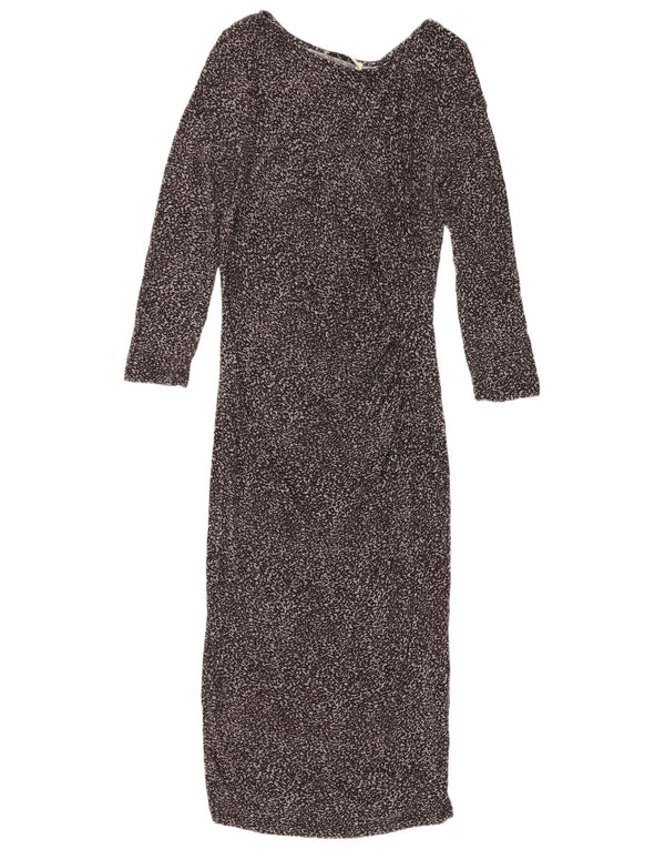Abito aderente a maniche lunghe da donna Oasis UK 6 XS Viscosa con stampa animalier grigia