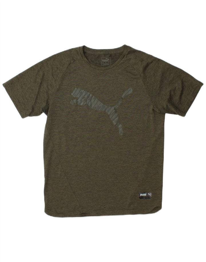 T-shirt grafica da uomo Puma Top Small in poliestere kaki
