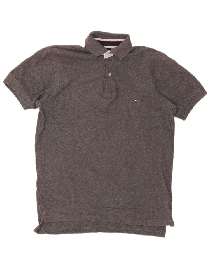 Polo da uomo Tommy Hilfiger piccola in cotone grigio