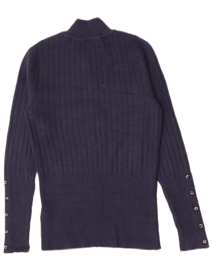 Maglione maglione a collo alto da donna Marks & Spencer UK 10 piccolo blu navy