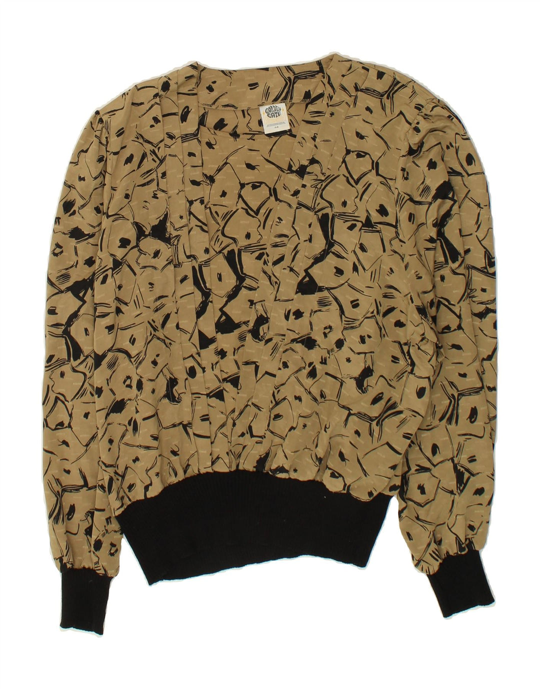 VINTAGE Womens Abstract Pattern Blouse Top IT 48 XL Beige Polyester Vintage Vintage and Second-Hand Vintage from Messina Hembry 