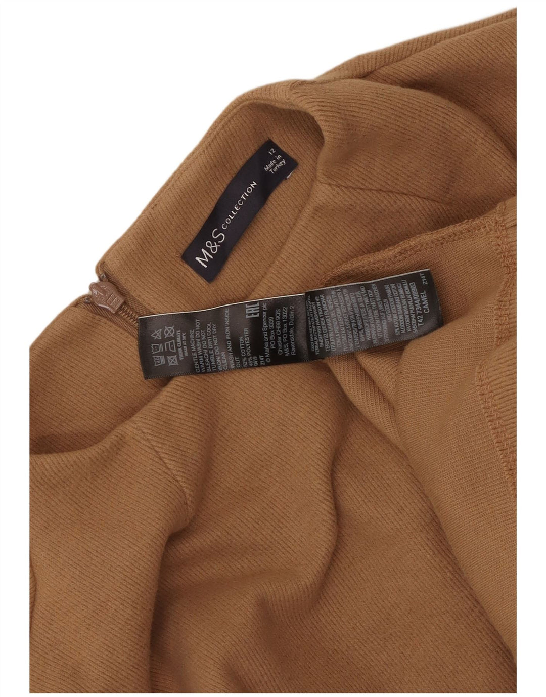 Abito maglione da donna Marks & Spencer UK 12 Cotone marrone medio