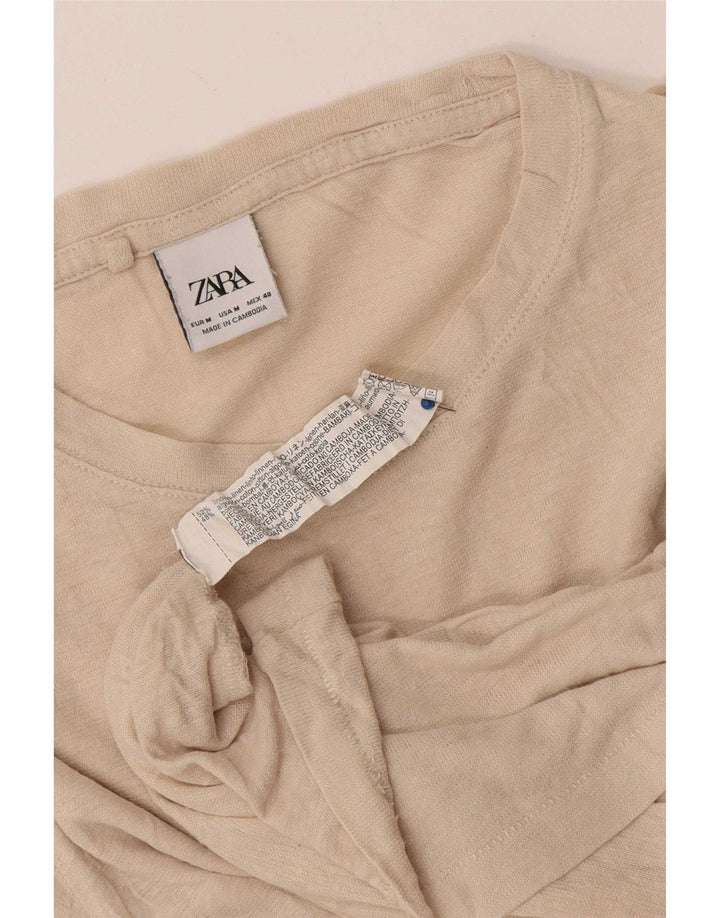 T-shirt Zara da uomo Top in lino beige medio