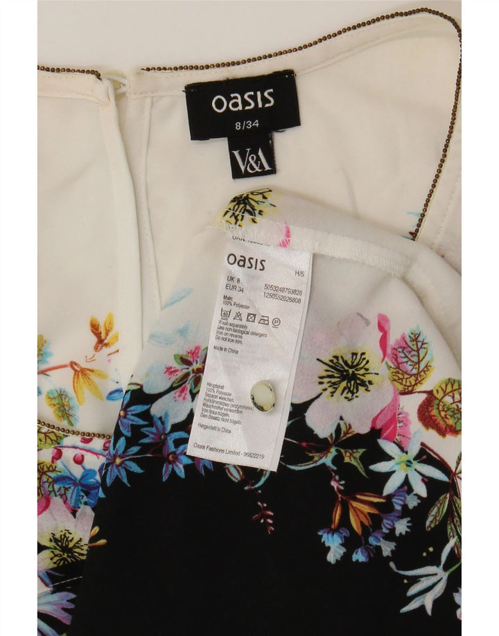 Camicetta senza maniche da donna Oasis UK 8 Small Poliestere floreale bianco