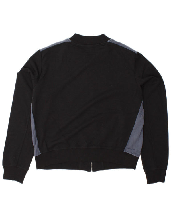 BENETTON Giacca corta da tuta da donna UK 16 Large Black Colourblock
