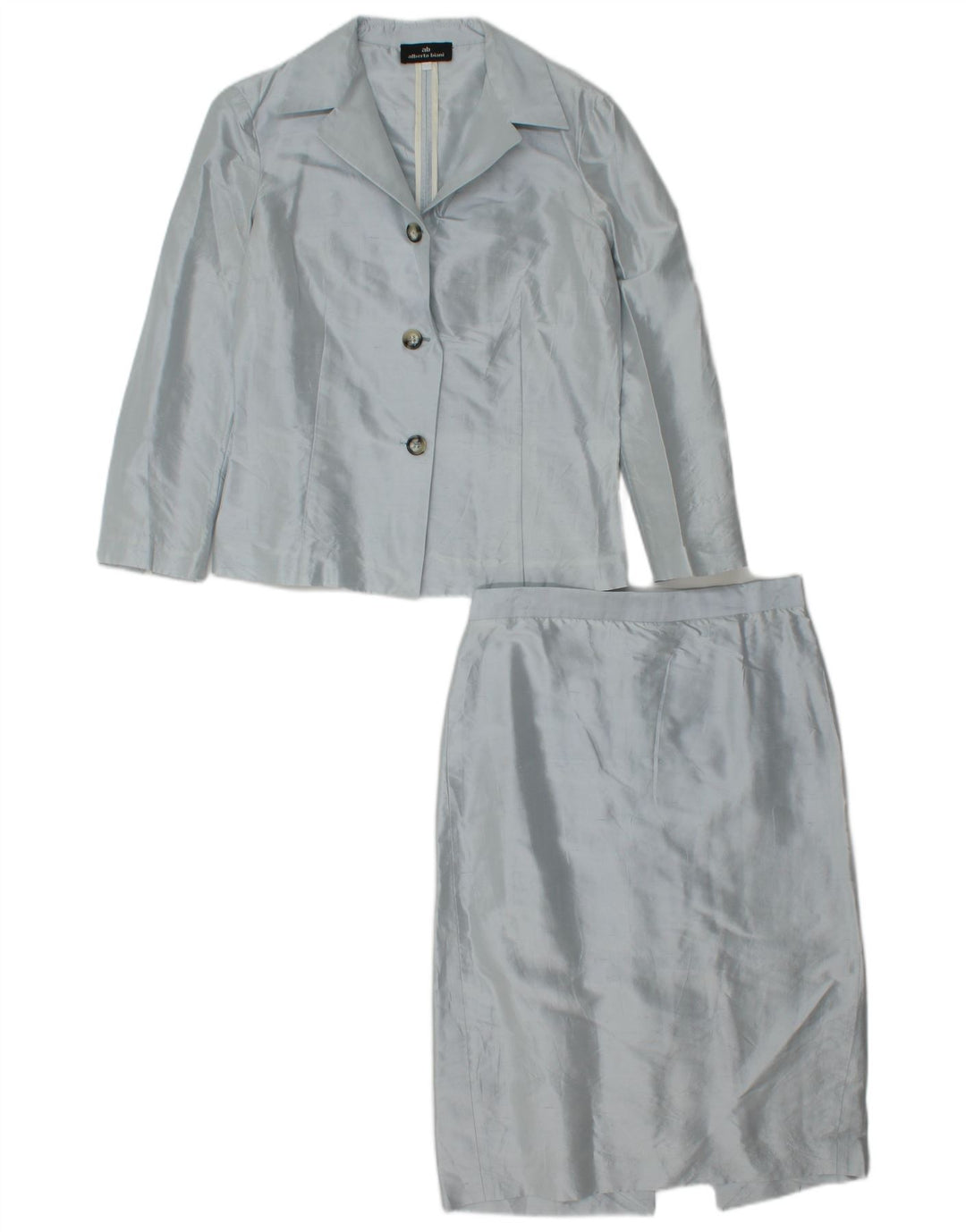 Set gonna da donna in 2 pezzi a 3 bottoni Alberto Biani IT 42 medio W26 seta blu