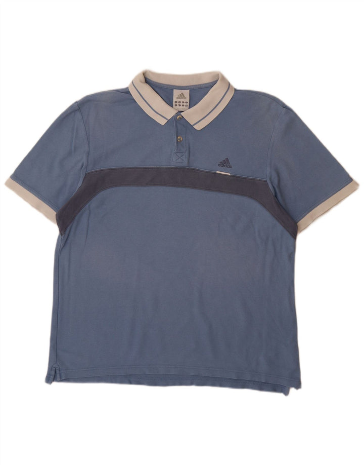Polo ADIDAS da uomo XL in cotone color block blu