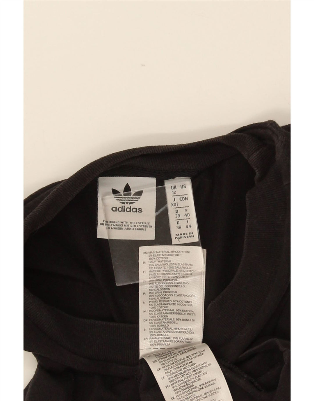 Canottiera grafica da donna Adidas UK 12 cotone medio nero