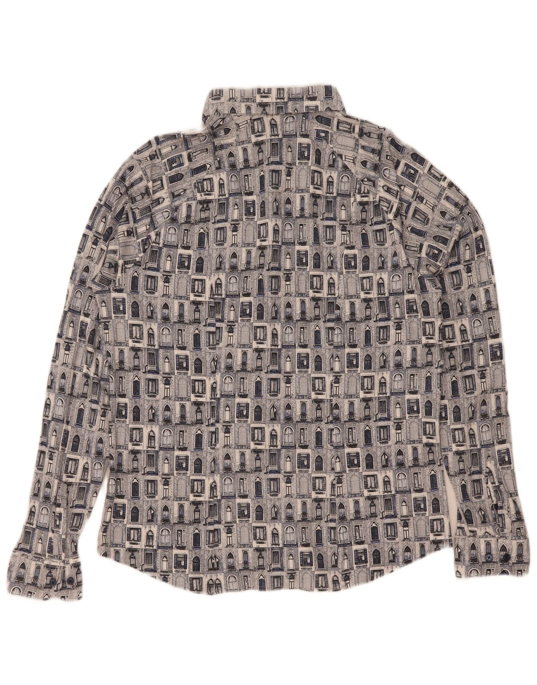 Camicia Desoto da uomo con motivo astratto, grande cotone blu