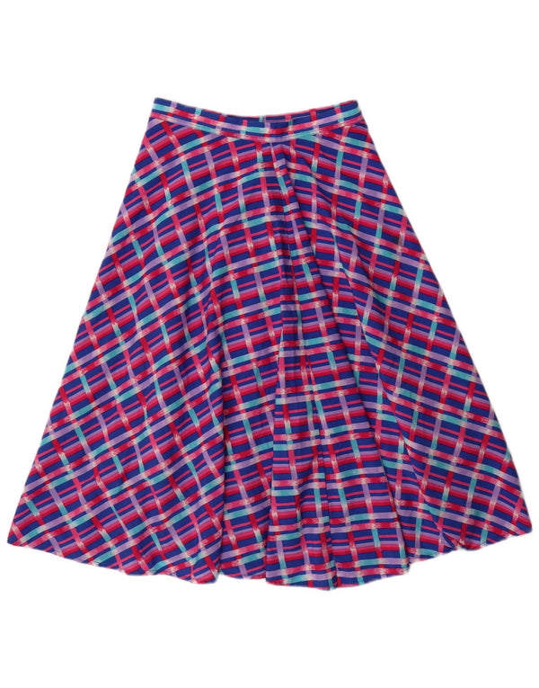 Gonna a trapezio a vita alta da donna VINTAGE W26 piccolo quadretto blu