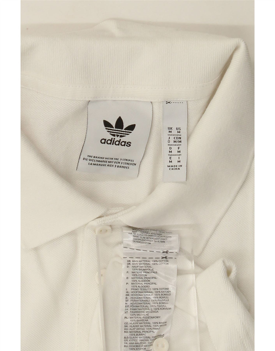 Polo ADIDAS da uomo in cotone bianco medio