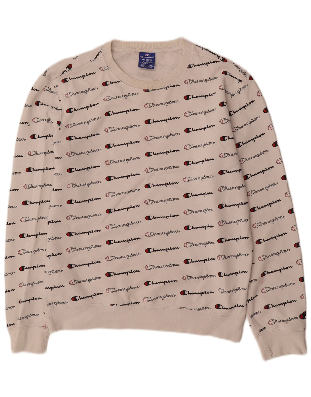 Felpa grafica da uomo Champion, maglione, cotone bianco medio