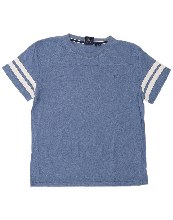 T-shirt da uomo Superdry Top in cotone chiazzato blu medio