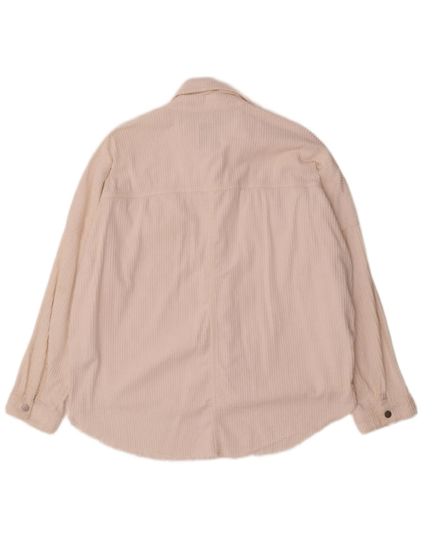 Camicia da donna oversize in velluto a coste Zara UK 10 piccola in cotone bianco