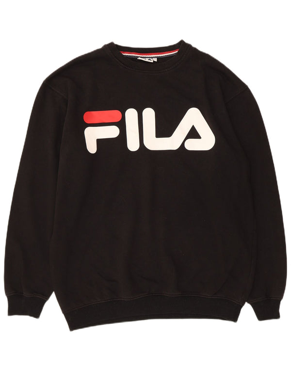 Felpa grafica da uomo Fila Maglione cotone nero medio