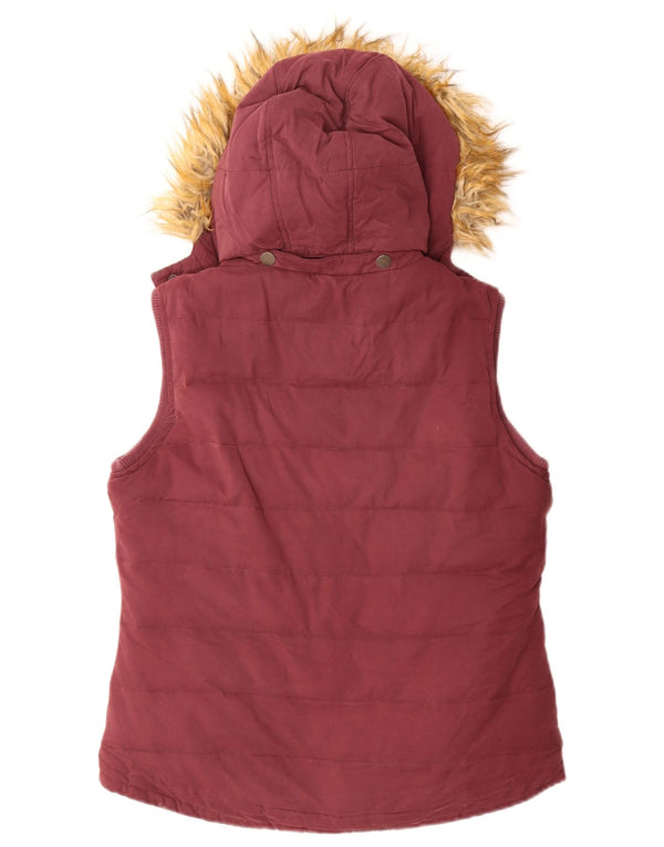 Gilet imbottito con cappuccio da donna Fat Face UK 12 cotone marrone medio medio