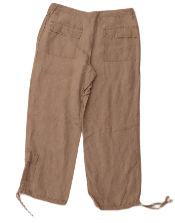 Pantaloni capri dritti da donna EDDIE BAUER W36 L24 Lino beige