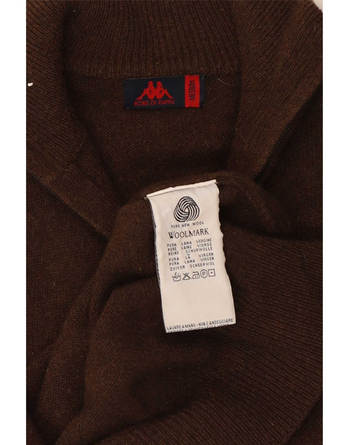 Maglione Kappa da uomo con zip e collo in lana marrone medio
