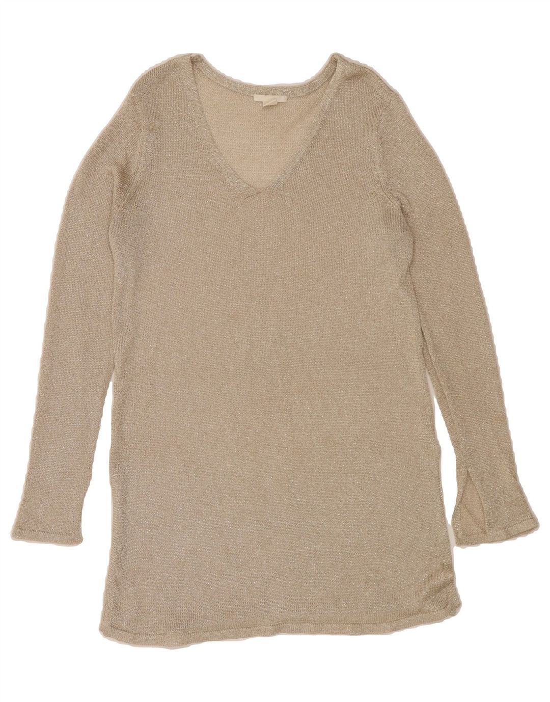 H&M Womens Longline V-Neck Jumper Sweater UK 14 Medium Beige Vintage H&M and Second-Hand H&M from Messina Hembry 