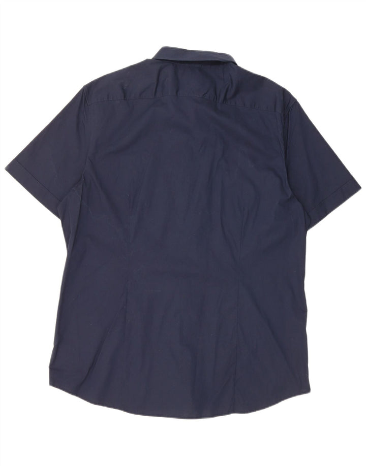 Camicia a maniche corte da uomo Michael Kors XL in cotone blu navy
